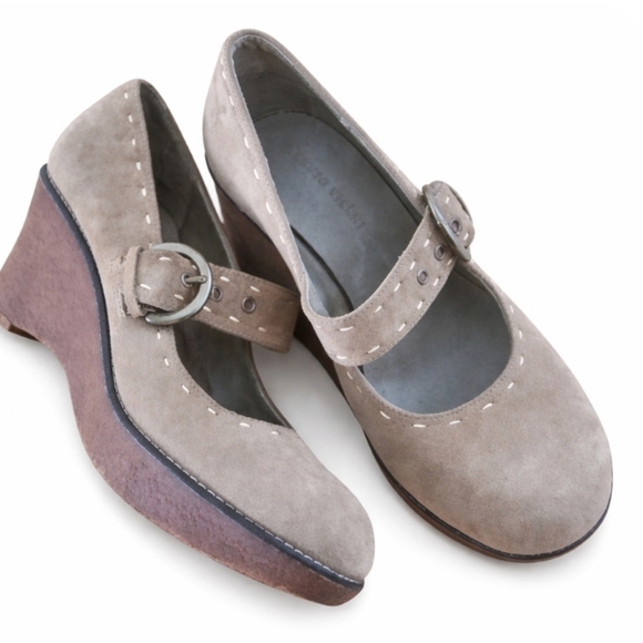 Roberto Vianni Shoes - ROBERTO Vianni | Mary Jane Style Suede Sand Tan Wedges